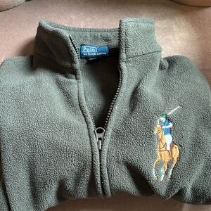 Polo Ralph Lauren Olive Green Fleece Quarter-Zip with Polo Player Embroidery